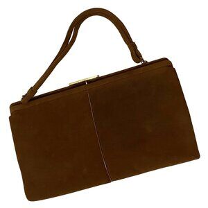 Waldman Suede Clutch Handbag Brown Preppy Academia Old Money Evening Bag Purse